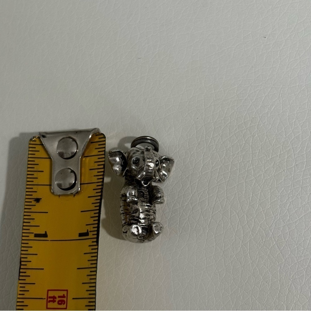 Sterling Silver Solid Heavy Elephant Pendant - image 5